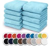 NatureMark Lot de 10 Gants de Toilette en éponge pour Le Visage et Les Mains - 100% Coton, Doux et absorbants - 30×30 cm, Bleu Clair