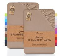 NatureMark Lot de 2 draps-housses en jersey, 100 % coton, dans de nombreuses tailles et couleurs, qualité de la marque Öko-Tex Standard 100, 140 x 200 cm, 160 x 200 cm, Sable / Beige