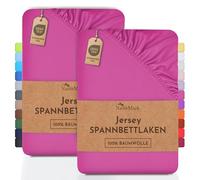 NatureMark Lot de 2 draps-Housses en Jersey, 100% Coton, dans de Nombreuses Tailles et Couleurs, qualité de la Marque Öko-Tex Standard 100, 90 x 200 cm, 100 x 200 cm, Pink