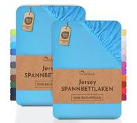 NatureMark Lot de 2 draps-Housses en Jersey, 100% Coton, dans de Nombreuses Tailles et Couleurs, qualité de la Marque Öko-Tex Standard 100, 180 x 200 cm, 200 x 200 cm, Turquoise