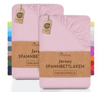 NatureMark Lot de 2 draps-Housses en Jersey, 100% Coton, dans de Nombreuses Tailles et Couleurs, qualité de la Marque Öko-Tex Standard 100, 90 x 200 cm, 100 x 200 cm, Rose