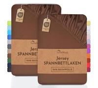 NatureMark Lot de 2 draps-Housses en Jersey, 100% Coton, dans de Nombreuses Tailles et Couleurs, qualité de la Marque Öko-Tex Standard 100, 90 x 200 cm, 100 x 200 cm, Chocolat Marron
