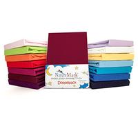 NatureMark Lot de 2 draps-housses en jersey 100 % coton pour lit d’enfant, certifié Oeko-Tex, disponible dans de nombreuses couleurs, Tissu, Bordeaux / Weinrot, 70 x 140 cm