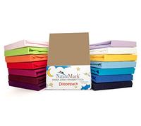 NatureMark Lot de 2 draps-housses en jersey 100 % coton pour lit d’enfant, certifié Oeko-Tex, disponible dans de nombreuses couleurs, Tissu, Sand / Cappuccino, 70 x 140 cm