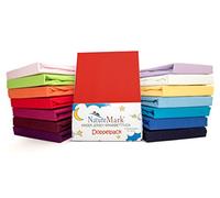 NatureMark Lot de 2 draps-housses en jersey 100 % coton pour lit d’enfant, certifié Oeko-Tex, disponible dans de nombreuses couleurs, Tissu, rouge, 70 x 140 cm
