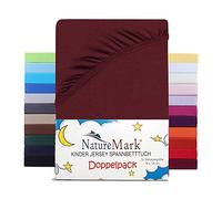 NatureMark Lot de 2 draps-housses en jersey pour enfant - 100 % coton - Pour lit bébé et lit bébé - 70 x 140 cm - Bordeaux