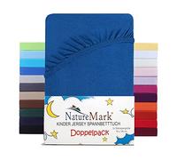 NatureMark Lot de 2 draps-housses en jersey pour enfant - 100 % coton - Pour lit de bébé et lit d'enfant - 70 x 140 cm - Bleu roi
