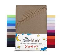 NatureMark Lot de 2 draps-housses en jersey pour enfant - 100 % coton - Pour lit de bébé et lit d'enfant - 70 x 140 cm - Sable/beige
