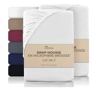 NatureMark Lot de 2 draps-housses en microfibre - Doux, respirants et faciles d'entretien - Doux pour la peau, séchage rapide et indéformable - 140 x 200 cm, blanc