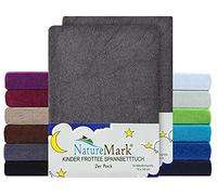 NatureMark Lot de 2 draps-housses en tissu éponge doux pour enfant - Qualité de marque certifiée Öko-Tex Standard 100 - 70 x 140 cm - Gris anthracite
