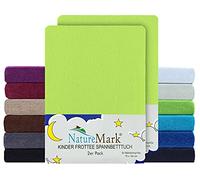 NatureMark Lot de 2 draps-housses en tissu éponge doux pour lit de bébé et lit d'enfant | 70 x 140 cm - Vert pomme