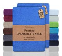 NatureMark Lot de 2 draps-housses en tissu éponge pour des nuits douces et douillettes, disponible en plusieurs tailles et couleurs, 180 x 200 cm, 200 x 200 cm, bleu roi
