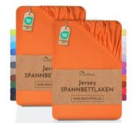 NatureMark Lot de 2 draps-Housses Jersey 100 % Coton - élastiques, Respirants et Confortables - 90x200-100x200 cm, Terracotta