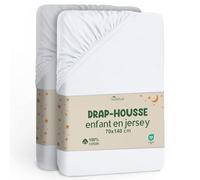 NatureMark Lot de 2 draps-Housses pour Enfant - 70 x 140 cm - Jersey Doux - 100% Coton - pour lit de bébé et lit d'enfant - Blanc