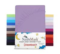 NatureMark Lot de 2 draps-housses pour enfant en jersey 100 % coton, pour lit de bébé et lit d'enfant, 70 x 140 cm, lilas/lavande