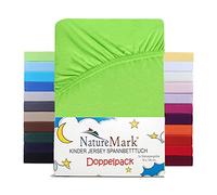 NatureMark Lot de 2 draps-housses pour enfant en jersey 100 % coton - Pour lit de bébé et lit d'enfant - 70 x 140 cm - Vert pomme