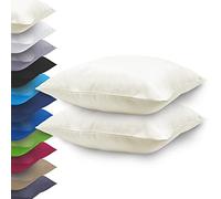 NatureMark Lot de 2 housses de coussin basique en microfibre - 40 x 40 cm - 100 % polyester - Avec fermeture éclair (40 x 40 cm, naturel/crème)