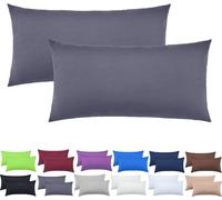NatureMark Lot de 2 Housses de Coussin en Jersey Housse de Coussin Oreiller pour dormeur latéral Coussin de Nuque Nombreuses Tailles et Couleurs Oeko-Tex (40 x 60 cm, Gris Anthracite)
