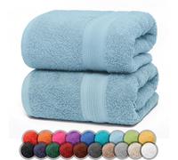 NatureMark Lot de 2 Serviettes de Douche 100 % Coton - 500 g/m², Douces et absorbantes - 70 x 140 cm, Bleu Clair