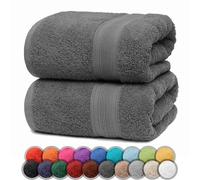 NatureMark Lot de 2 Serviettes de Douche 100 % Coton - 500 g/m², Douces et absorbantes - 70 x 140 cm, Gris Anthracite