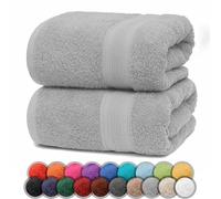 NatureMark Lot de 2 Serviettes de Douche 100 % Coton - 500 g/m², Douces et absorbantes - 70 x 140 cm, Gris Argenté
