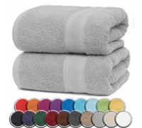 NatureMark Serviettes de Sauna Lot de 2-100% Coton, Douces et Absorbantes, Lavables en Machine - 80x200 cm - Gris Argenté