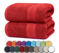 NatureMark Lot de 2 Serviettes de Sauna 100% Coton - Serviettes de Bain Douces et très absorbantes 80x200 cm - pour Sauna, Spa et Fitness - Rouge
