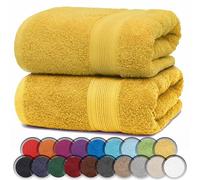 NatureMark Lot de 2 Serviettes de Sauna 100% Coton - Serviettes de Bain Douces et très absorbantes 80x200 cm - pour Sauna, Spa et Fitness - Jaune