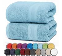 NatureMark Serviettes de Sauna Lot de 2-100% Coton, Douces et Absorbantes, Lavables en Machine - 80x200 cm - Bleu Clair
