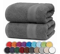 NatureMark Lot de 2 Serviettes de Sauna, Qualité Supérieure, 80 x 200 cm, 100% Coton, Gris Anthracite, NM-HT0802