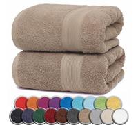 NatureMark Serviettes de Sauna Lot de 2-100% Coton, Douces et Absorbantes, Lavables en Machine - 80x200 cm - Sable/Beige