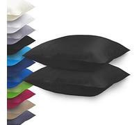 NatureMark Lot de 2 taies d'oreiller en microfibre Basic 40x40 cm - 100% polyester - avec fermeture éclair (40 x 40 cm, Noir)