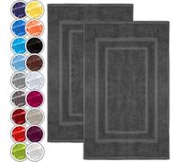 NatureMark Lot de 2 Tapis de Bain 50x80 cm - Coton Éponge 800 g/m² - Tapis Salle de Bain Épais et Très Absorbant - Séchage Rapide - sans Base Caoutchouc - Gris Anthracite