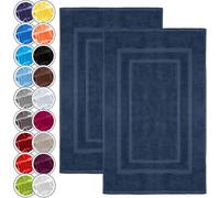 NatureMark Lot de 2 Tapis de Bain en 100% Coton, 50 x 80 cm, Bleu Marine
