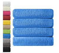NatureMark Lot de 4 draps de Douche, 70 x 140 cm, Bleu Royal, 100% Coton