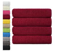 NatureMark Lot de 4 draps de Douche, 70 x 140 cm, Bordeaux, 100% Coton