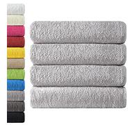 NatureMark Lot de 4 draps de Douche, 70 x 140 cm, Gris Argent, 100% Coton