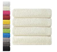 NatureMark Lot de 4 draps de Douche, 70 x 140 cm, Nature/Crème, 100% Coton