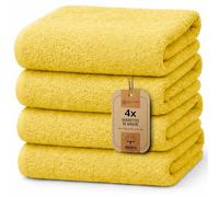NatureMark Lot de 4 draps de Douche, 70 x 140 cm, Jaune, 100% Coton