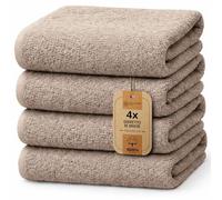 NatureMark Lot de 4 draps de Douche, 70 x 140 cm, Sable Beige, 100% Coton