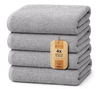 NatureMark Lot de 4 draps de Douche - draps de Douche Doux et absorbants en 100% Coton, adaptés à Un Usage Quotidien - Gris Argenté, 70x140 cm