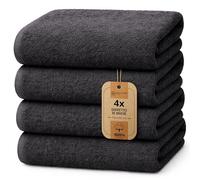 NatureMark Lot de 4 draps de Douche, 70 x 140 cm, Noir, 100% Coton