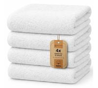 NatureMark Lot de 4 draps de Douche, 70 x 140 cm, Blanc, 100% Coton