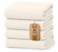 NatureMark Lot de 4 draps de Douche, 70 x 140 cm, Nature/Crème, 100% Coton