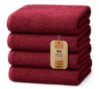 NatureMark Lot de 4 draps de Douche, 70 x 140 cm, Bordeaux, 100% Coton