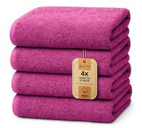 NatureMark Lot de 4 draps de Douche, 70 x 140 cm, Rose, 100% Coton