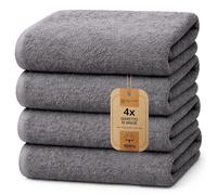 NatureMark Lot de 4 draps de Douche, 70 x 140 cm, Anthrazit/Grau, 100% Coton