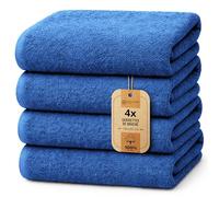 NatureMark Lot de 4 draps de Douche, 70 x 140 cm, Bleu Royal, 100% Coton