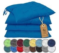 NatureMark Lot de 4 Galettes de Chaises avec Rubans 40x40 cm - Coussin de Chaise Épais pour Intérieur & Jardin - Couleur Bleu Royal