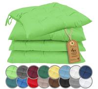 NatureMark Lot de 4 Galettes de Chaises avec Rubans 40x40 cm - Coussin de Chaise Épais pour Intérieur & Jardin - Couleur Vert Pomme